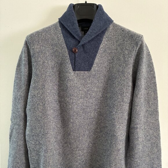 NEW. Never worn. JCrew 100% wool shawl collar sweater. Size Medium - Picture 1 of 5